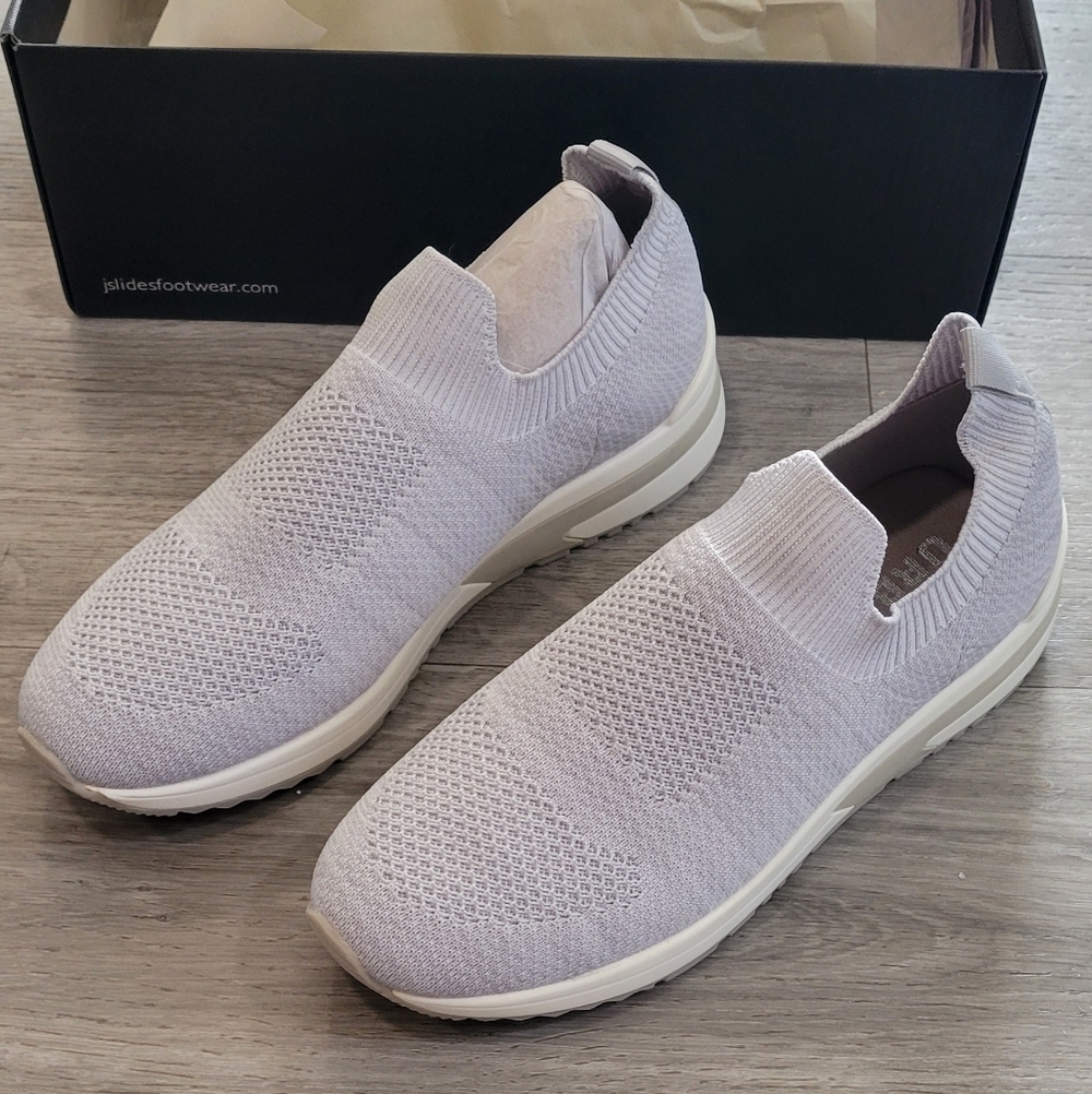 J/SLIDES Knit Slip-On Sneakers in Light Gray